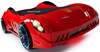 Childrens Red Sports Car Front View With Lights Turned On