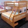 Cola Wooden Three Sleeper Bunk Bed With Drawers