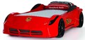 Ferrari red racing car bed with lights off