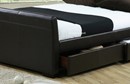 Brown Faux Leather Double Sleigh Bed With Drawers