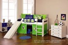 Stompa Play Cabin Beds With Slide And Lime Tent