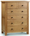 6 drawer oak chest of drawers