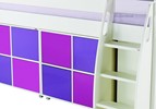 Pink and purple storage cupboards