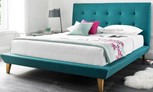 Kingsize Marietta Bed Frame Upholstered In Teal Fabric