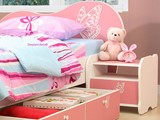 Pink Girls Butterfly Bed With Storage Drawer