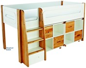 Stompa White And Oak Midsleeper And Cupboards
