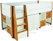 Stompa Radius Midsleeper Bed And Two Oak Cube Cupboards And Chest