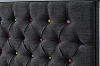 Black linen fabric ottoman bed