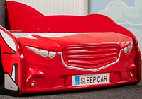 Close view of the kids wooden car bed