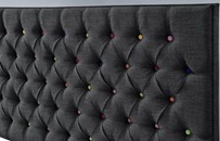 Black linen fabric bed
