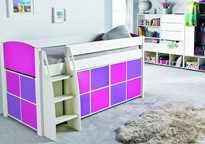Stompa pink mid sleeper beds with cubes
