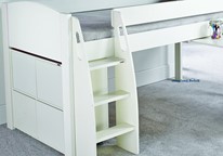 Stompa mid sleeper beds with white cube unit