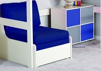 Stompa UNOS high sleepers with cube and blue sofabeds