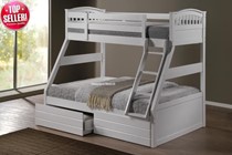 White Triple Bunk Beds - Single Double
