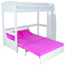 Uno White High Sleeper Loft bed with double futon sofa beds