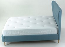 Blue Fabric Bed Frame Tall Headboard