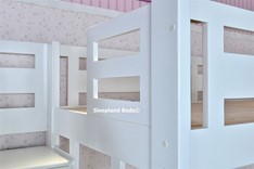 Luxury Solid Wood White Triple Bunk Bed With Staircase