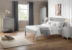 Grey wooden bed frames with matching bedroom furniture