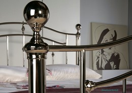 Showing high Shine silver chrome on king size bedsteads