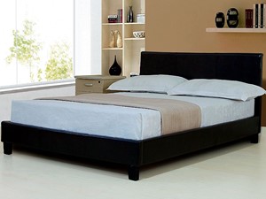 Brown Kingsize Faux Leather Bed Frame By Sleepland