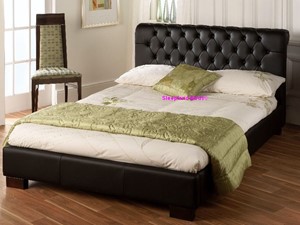 Kingsize Aries Black Faux Leather Bed Frame