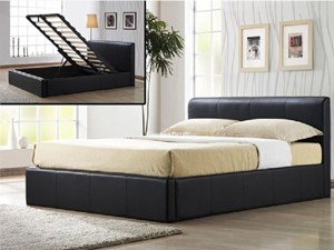 Brown Faux Leather Ottoman Storage Bed