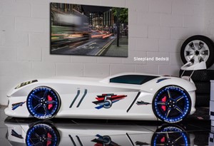 Thunder Racing Car Bed In White