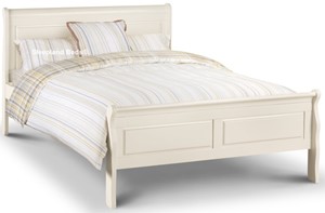 Kingsize White Wooden Sleigh Bed