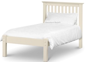 White Wooden Bed Frame With Low Footend
