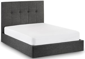 Fabric king size bed with lift up storage