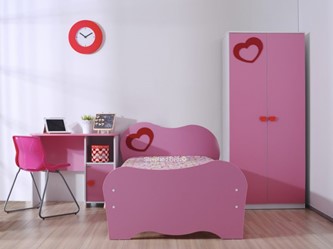 Pink Heart Girls Bed And Bedroom Furniture Set