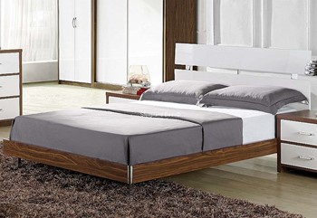 Signature White And Walnut Bed Frame