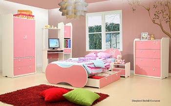 Pink Vanessa Girls Bed And Bedroom Furniture Set