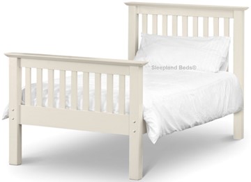 White Wooden Bed Frame With High Footend
