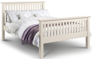 White Wooden Double Bed Frame With High Footend
