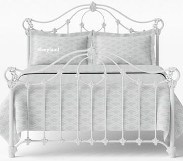 White hand cast iron bed frame