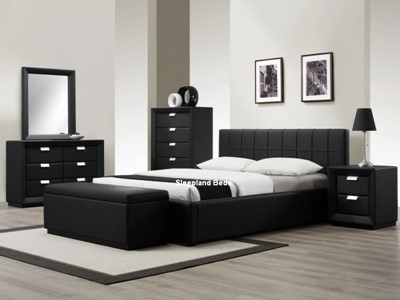 Sleepland Rossi Black Leather Bed