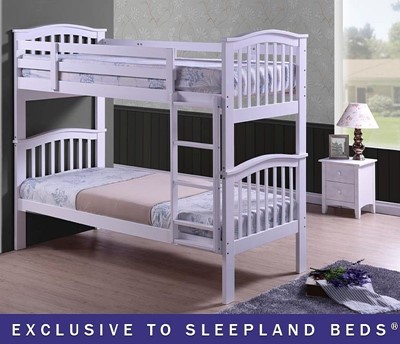 Madrid White Wooden Bunk Beds By Sleepland Beds