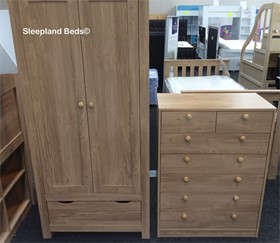 2 Door Wardrobe Or 7 Drawer Chest Of Drawers - White Or Oak, Blue, Pink