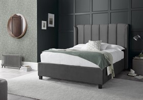 Aurora Ottoman Bed In Grey Velvet Fabric - 4ft6 Double