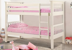 Bacella White Children's Wooden Bunk Bed - Pine With Off-White Finish