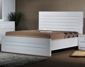 Bella White Wooden Bed | High Gloss White Solid Wood Beds - Kingsize