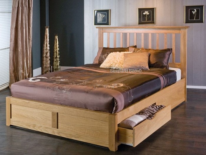 Bianca Oak Wood Storage Bed With, Super King Size Storage Bed Uk
