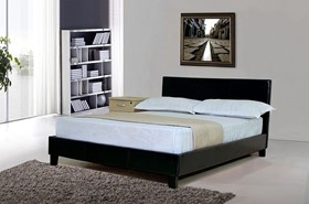 Black Faux Leather Byron Bed Frame By Sleepland - 5ft Kingsize Bed