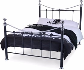 Black Metal Traditional Liberty Bed Frame With Chrome - 5ft Kingsize