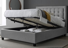 Brandon Ottoman Bed In Grey Velvet Fabric - 4ft6 Double