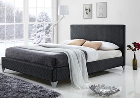 Brooklyn Bed Frame Upholstered In Dark Grey Fabric - 5ft Kingsize