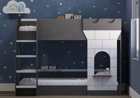 Camelot Castle Bunk Beds In Anthracite Grey - Single
