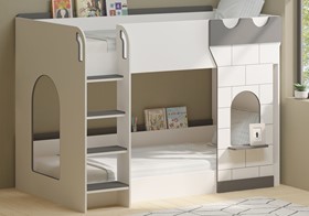 Camelot Castle Bunk Beds In White And Grey - Single