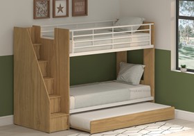 Cameo Dynamo Bunk Bed With Trundle Guest Bed - Staircase Storage - Single